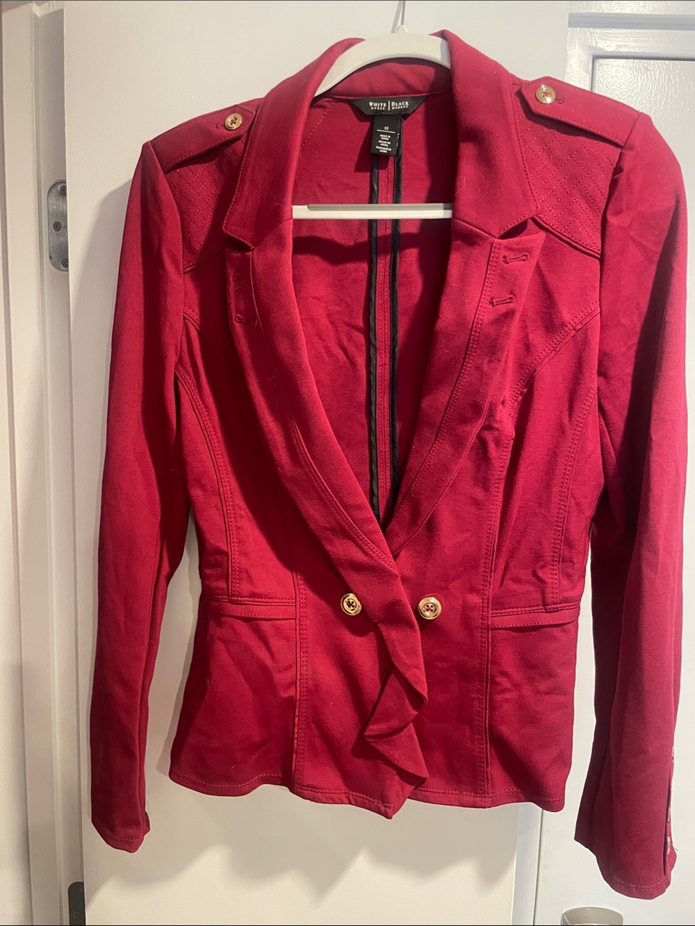 White House Black Market Red Military-Style Tailored Blazer